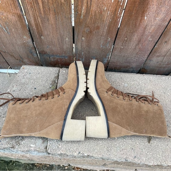 OASIS SOCIETY Women’s Tan Chelsea Lace Up Chunky Heel Mid Calf Boot Size 7.5 - Picture 8 of 16